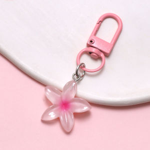 ManilaGo 1pc Flower Keychain Split Rings Keyfob Charm For Keyring Backpack Accessories Decorations