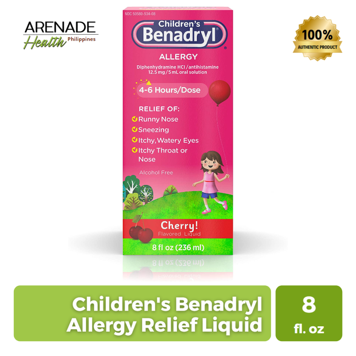 Children's Benadryl Allergy Relief Liquid, Cherry Flavor | Lazada PH