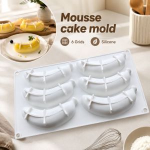 IFFINE 6-Cell Khuôn bánh mousse chuối Hình Quả Chuối Silicone cấp thực phẩm Khuôn nướng bánh Chất lượng cao Có thể tái sử dụng Khuôn sô cô la Nướng bánh tại nhà bếp