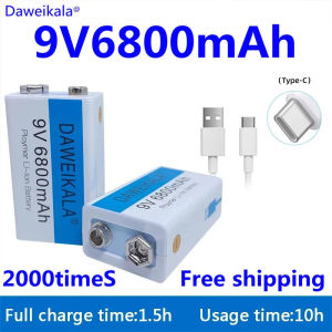 /9V 6800mAh li-ion Rechargeable battery Micro USB Batteries 9 v lithium for Multimeter Microphone Toy Remote Control KTV