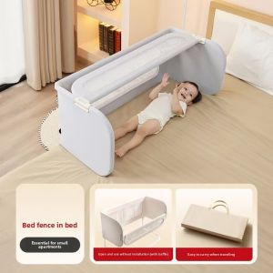 3in1 Baby Crib Portable Baby Co Sleeper Bed Rail Guard Foldable Side Rails for Beds Newborn Safety Bassinet for Kids in Bed