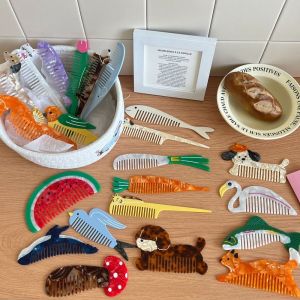 WBOTPH Tulip Acetate Comb Animal Cartoon Hairdressing Combs Pointed Tail Comb Wide Toothed Makeup Comb Women