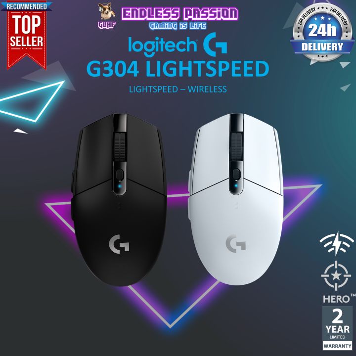 Logi G304 LIGHTSPEED Wireless Gaming Mouse, Hero 12K Sensor, 12,000 DPI ...