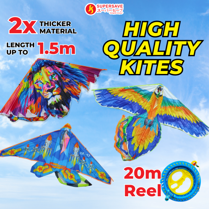 SUPERSAVE 1.5M XL Flying Kite Set Toys Bird Beginner Eagle Kites Hawk String Colourful Outdoor
