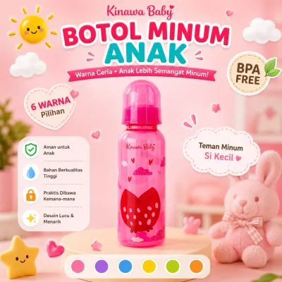 Botol susu 250ml atau 125ml berwarna kinawa baby dengan dot bulat sudah bpa free