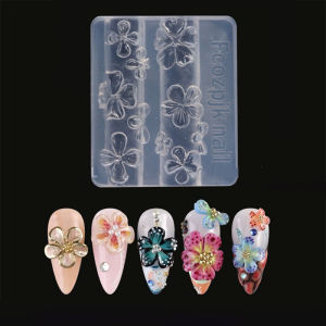 [fenggongshuode] 1 3Pcs Lily Flowers Nail Carving Mold 3D Silicone Hawaii Hibiscus Flowers Petals Modeling Templates Clear Nail Tools
