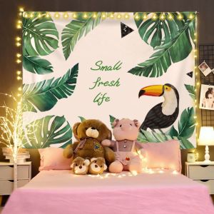 ผ้าพื้นหลังพืชกระบองเพชรสไตล์นอร์ดิก ins ผ้าแขวนผนังข้างเตียงห้องนอนหอพักผ้าตกแต่งสด