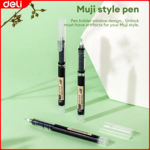 Deli 0.5mm Ballpen Roller Pen Straight Liquid Gel Pen Black S856 1Pc