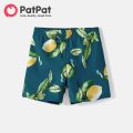PatPat Family Matching Allover Lemon Print and Solid Halter Neck Two-piece Swimsuit or Swim Trunks Shorts. 