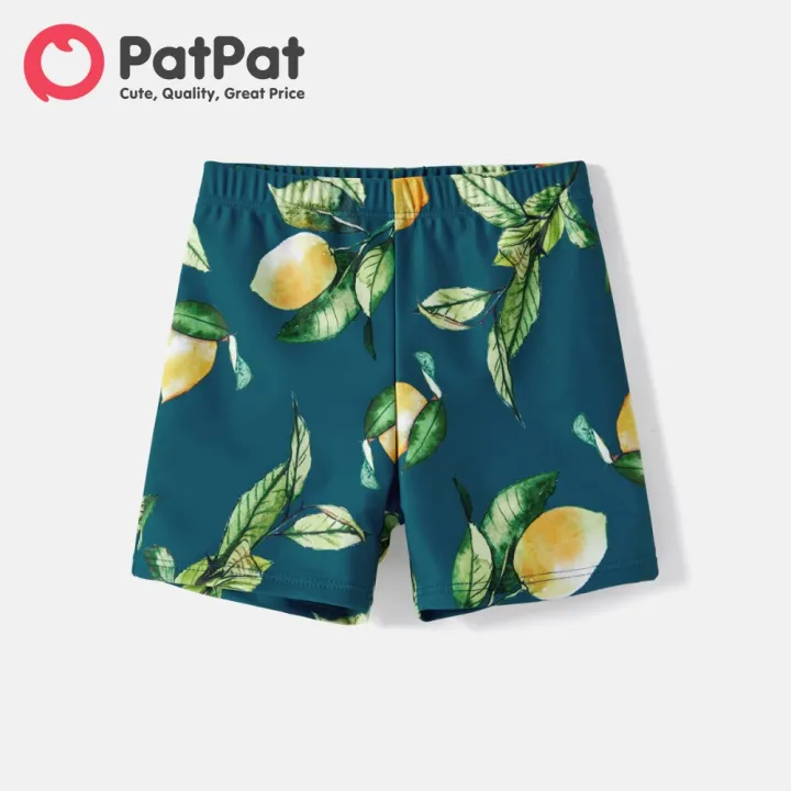 PatPat%20Family%20Matching%20Allover%20Lemon%20Print%20and%20Solid%20Halter%20Neck%20Two-piece%20Swimsuit%20or%20Swim%20Trunks%20Shorts%20-%20Image%202
