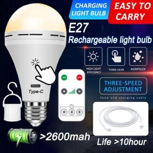 E27 Touch Control Dimmable LED Light Bulb Rechargeable Bulb With Remote Control 7W Battery Powered USB C Light Bulbs