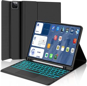 MD iPad Mini 2 Keyboard - 7.9 Inch Mini 1/3/model a1599/4/5 Generation Case 7 Colors Backlight Wireless Bluetooth Detachable Keyboard Thin & Protective Stand Magnetic Cover Type-C Rechargeable Black
