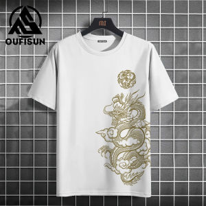 Casual Mens Shirts Dragon Print Clothing Short Sleeve Tops Oversized Mens Casual Shirts