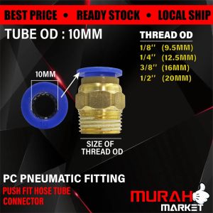 PC Series Air Fitting Straight PC Pneumatic PC8MM PC10MM PC12MM Push Fit Hose Tube Connector Fittings Male Thread