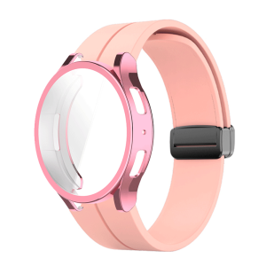 Silicone Magnetic Buckle Strap With Screen Protector Case For Samsung Galaxy Watch 6 classic 43mm 47mm Smartwatch Galaxy Watch 5 Pro 4 Classic 40 44 45mm Soft