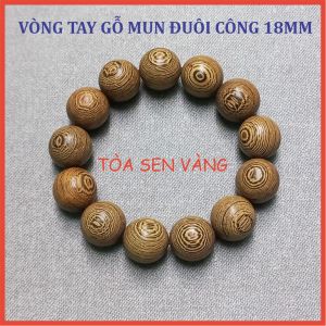 [HCM]Vòng Tay Chuỗi Hạt Gỗ Mun Đuôi Công - Cỡ hạt 18mm-20mm