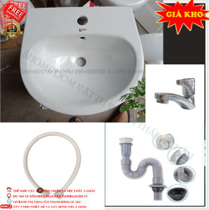 Lavabo treo tường giá rẻ kích thước nhỏ(400x360) màu trắng TRỌN BỘ COMBO