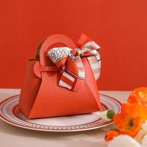 FDGFGG 5PCS Small Temperament Handbag Shape Bow with Hand Party Supplies Gift Bag Gift Boxes Packing Box Wedding Favor Candy Box