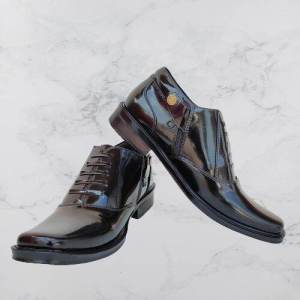 Mandiens R02 Sepatu Pria Pdh Tni Polri Hitam Kilap - Sepatu Pantofel Pria Kilap Resleting - Sepatu Kerja Dinas Resmi Bisnis
