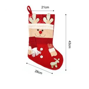 xpkQ Cute Large Capacity Christmas Stockings Santa Claus Snowman Santa Gift Pocket Cartoon Plush Elk Candy Bag Doorway 3M8Q4
