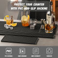 Black Bar Mat Rubber Bar Service Mat, PVC Heat-resistant Drain Mat Bar Spill Mat, Food Safety Quality Drip Mat, Stylish Bar Mat for Spills, Anti-Slip Countertop Mat Bar Accessories, Great Mat for Bar, Kitchen, Restaurant. 