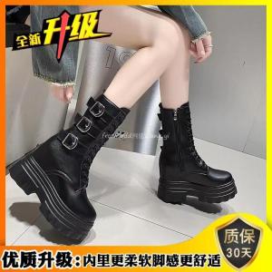 Bốt Martin Nữ cos Giày Tăng Chiều Cao 10 Cm Phong Cách Anh 2024 Giày Cao Cổ Dành Cho Người Đi Xe Máy Punk Đế Dày Mới