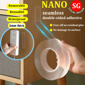 🇸🇬【SG stock】Double Sided Tape Removable Reusable Nano Tape Waterproof Adhesive Tape Multi Purpose Traceless Adhesive Tape Washable Self adhesive Transparent Tapes Glue Nano Tape Multifunctional Double-Sided Adhesive Traceless Washable