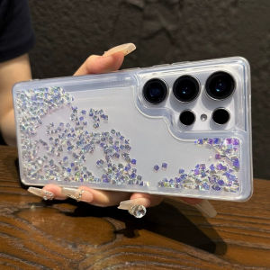 Glitter Rhinestones Quicksand Case for Samsung S26 S25 S24 S23 Ultra Liquid Shell Fashion Sparkling Funda Clear Cover Soft Capa