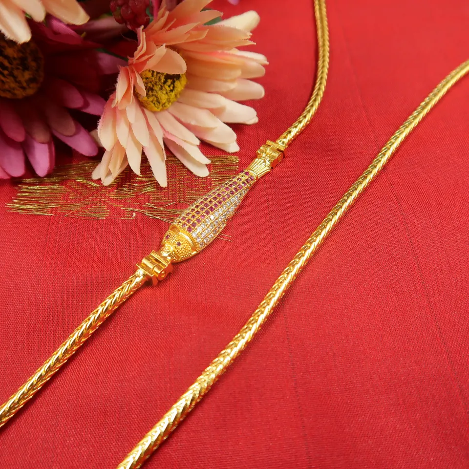 Gold Plated Moggupu Thali Chain Fish Design Indian Mop Chain