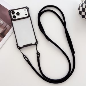 Crossbody Strap Shockproof Case For iPhone 17 Air 16 E 15 14 13 12 11 Pro X XS XR Max 8 7 Plus Corner Hook Lanyard Clear Cover
