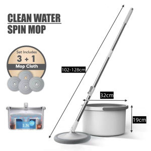 【25% Discount For 2PC】Microfiber Spin Mop & Bucket Set Hands-Free Self Cleaning Spin Round Flat Mop With Bucket #536