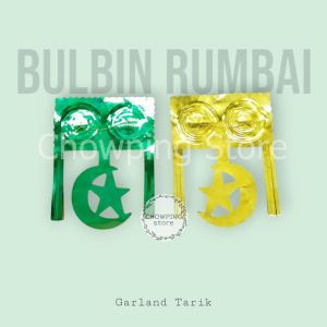 Banner Garland Tarik Gantung 2D Dekorasi Idul Fitri Lebaran Bulan Bintang Ketupat Masjid