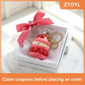 【ZTOYL】 Món tráng miệng Macaron Keychain mô phỏng trái cây bánh Mặt dây chuyền đáng yêu vòng chìa khóa Mini thực phẩm ví quyến rũ cho trẻ em và thanh thiếu niên