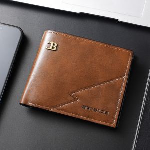 THOMA RFID Mens Short Wallet Classic Anti Theft Male Bifold Wallets Portable Pu Leather Credit Card Holder Male