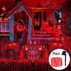 Lampu Raya LED Solar Light Twinkle Starry String Copper Wire Light 8 Modes LED Light Strip Fairy DIY Outdoor Waterproof