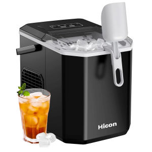 Hicon PortableIce Maker Machine - 9 Bullet Ice Cubes in 6-12 Mins 15KG/24H 70 Ice Capacity Low Noise <40dB 90W Energy Saving One-Touch Cleaning 220V for Home Dorm Office Philippines