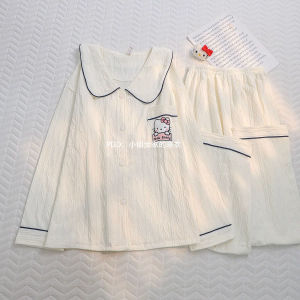 Anime 2Pcs Stitch Womens Pajamas Anime Girls Kawaii New Lapel Fashion White Long-Sleeved Trousers Student Casual Loungewear