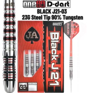 ONE80 STEEL TIP DART - 23G BLACK J21-03 90% Tungsten STEEL DARTS (ARROW DART KELULI)