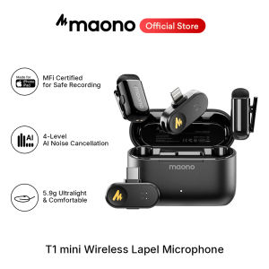 MAONO T1 Mini Wireless Lavalier Microphone for Phone AI Noise Cancelling Auto Clipping App Control Mic for Audio Video Recording2026