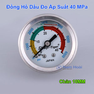 Đồng hồ đo áp suất trực tiếp 40MPA loại to Chân ren 10mm Loại Có Dầu và Không Dầu