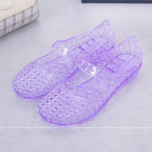 IELGY Crystal Sandals Womens Toe Summer Breathable Cut-out Non-slip Wedge Heel PlasticPVC