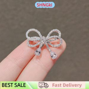 SHNGki Elegant Bowknot Rhinestone Brooch Buckle Pin For Women Girls Bow Buckle Pin Cardigan Clip Jewelry Brooch Accessories