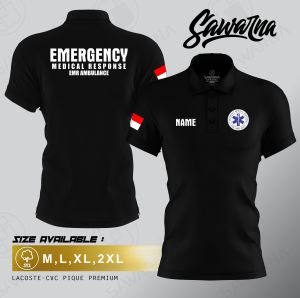 Poloshirt / Kaos Polo Kerah Driver Ambulance EMERGENCY MEDICAL RESPONSE AMBULANCE Free Nama Terbaru Murah Distro - SAWARNA CLOTH