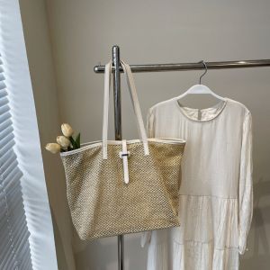 REEBO Boho Straw Tote Bag Summer Beach Shoulder Bags Simple Vacation Woven Straw Bag for Ladies/Girls