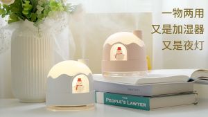 Snowhouse Humidifier Rechargeable Cute Snowman Night Light Portable Fine Mist Air Humidifier for Bedroom Home Office