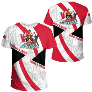 [Local Stock] Christmas Halloween Trinidad And Tobago Flag Pattern T-Shirt Men 3D Printed Outdoor Sportswear Tee Shirts Round Neck Short Sleeves Street T Shirt
