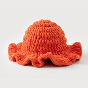 538TD Sweet Ruffled Edge Fisherman Hat Cable Knit Handcrafted Knitted Beanie Windproof Thick Winter Warm Bucket Hat Women