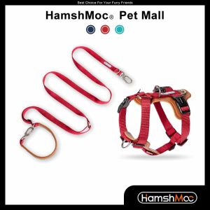 HamshMoc No Pull Dog Harness And Leash Set Adjustable Pet Vest Multi-Function Hand Free Dog Lead for Small Medium Large Dogs