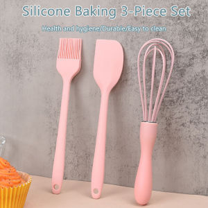 Fantic 3PCS SET Silicone Baking Set Cake Cream Spatula Scraper Kitchen Household Egg Whisk Barbecue Oil Brush Gadget Kitchen Supplies