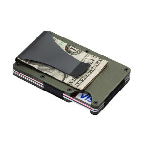 LABOT NEW Carbon Fiber Wallet Metal Money Clip Wallet RFID Blocking Minimalist Wallets for Men Aluminum Slim Cash Credit Card Holder